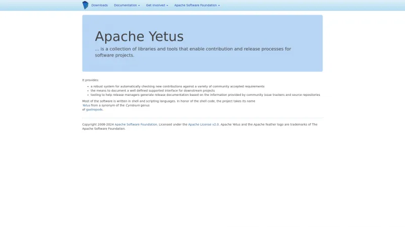 Homepage of Apache Yetus