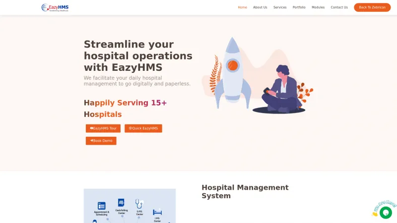 Homepage of EazyHMS